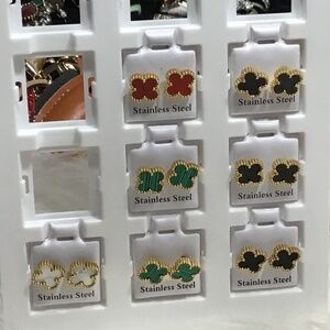 3 for $8 stainless steel clover earrings.